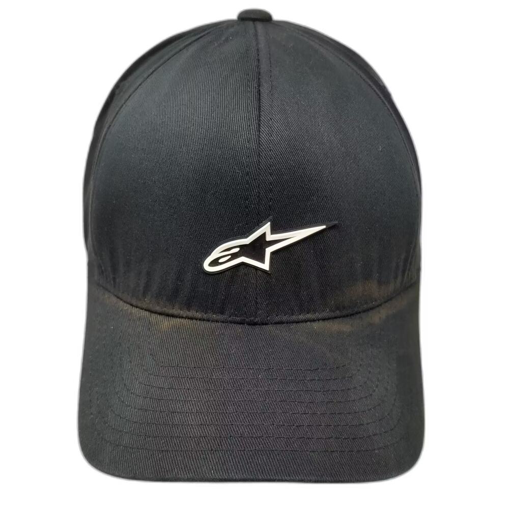 Alpinestars Baseball Cap Hat Black White XL Fitted Flexfit Logo Curved Brim